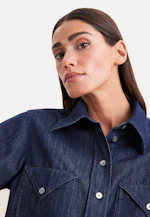 Denim Bluse mit Volumenärmeln und aufgesetzten Taschen in Dunkelblau |  Seidensticker Onlineshop