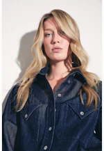 Denim Bluse mit Volumenärmeln und aufgesetzten Taschen in Dunkelblau |  Seidensticker Onlineshop