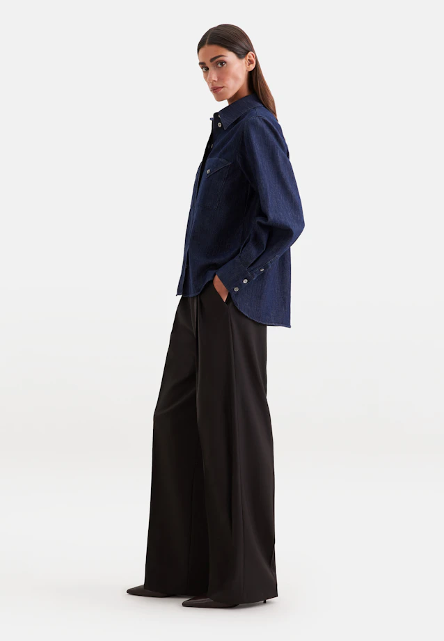 Denim Bluse mit Volumenärmeln und aufgesetzten Taschen in Dunkelblau |  Seidensticker Onlineshop