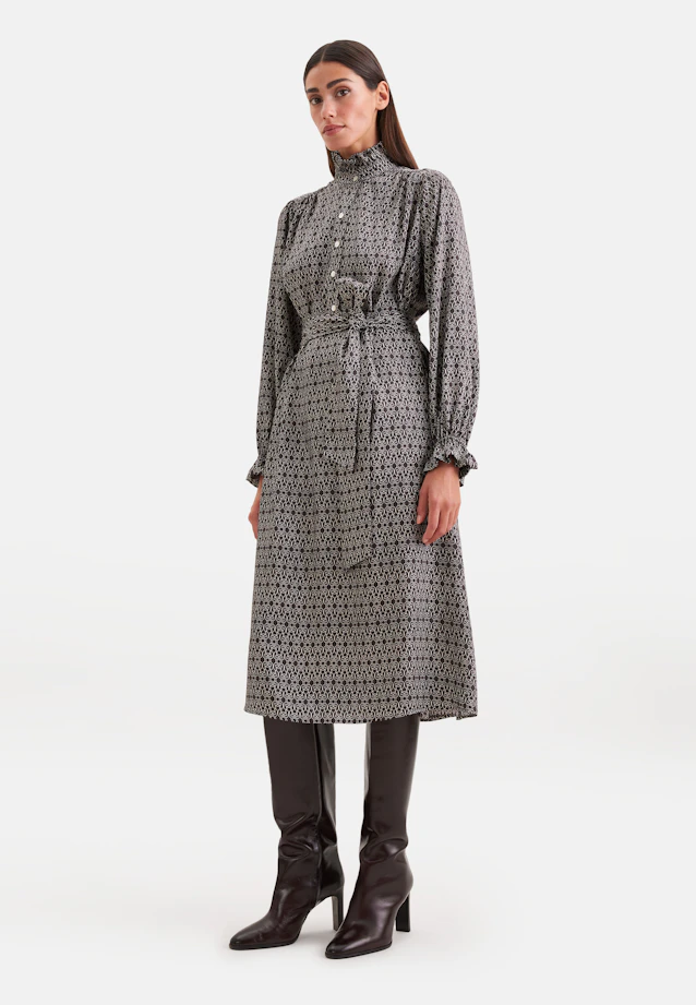 Satiniertes Kleid mit Rüschen und Gürtel in Braun |  Seidensticker Onlineshop