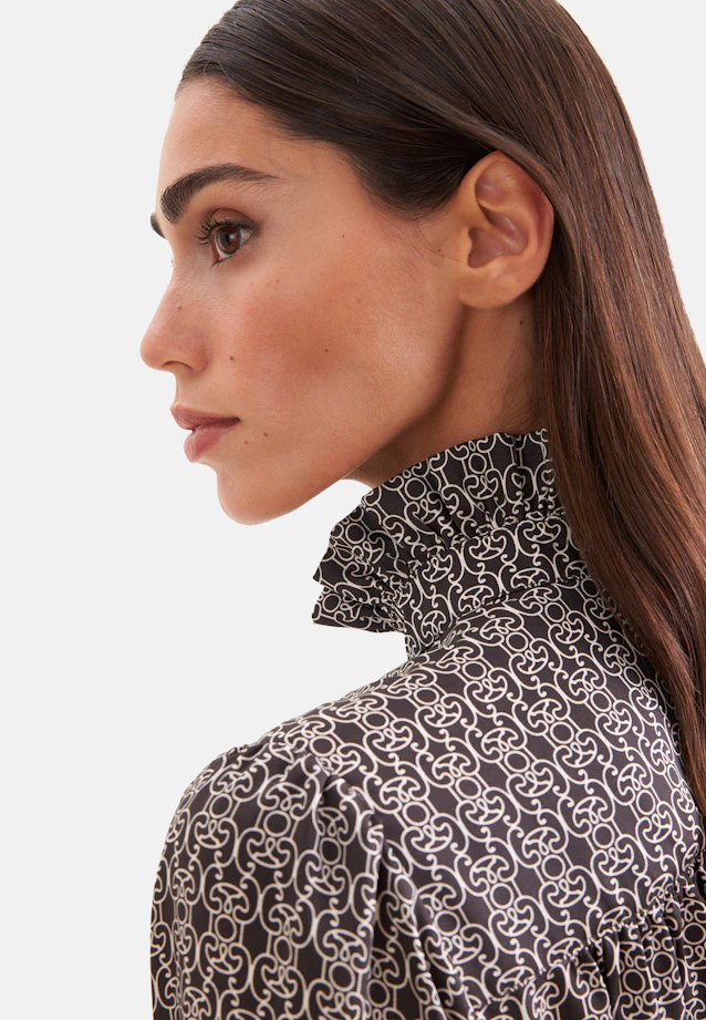 Satiniertes Kleid mit Rüschen und Gürtel in Braun |  Seidensticker Onlineshop