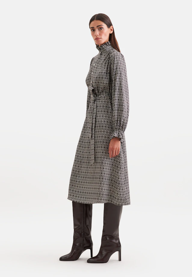 Satiniertes Kleid mit Rüschen und Gürtel in Braun |  Seidensticker Onlineshop