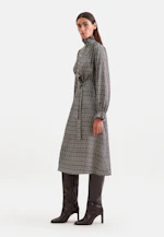 Satin dress with ruffles and belt in Braun |  Seidensticker Onlineshop