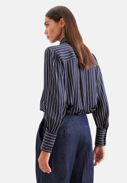 Bluse mit abnehmbarer Schluppe in Dunkelblau |  Seidensticker Onlineshop