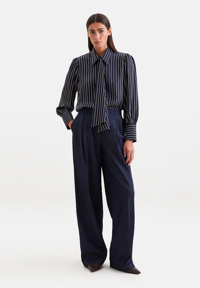 Bluse mit abnehmbarer Schluppe in Dunkelblau |  Seidensticker Onlineshop