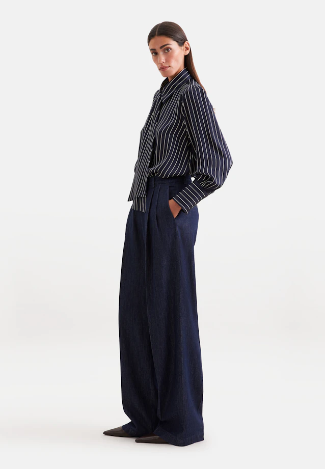 Bluse mit abnehmbarer Schluppe in Dunkelblau |  Seidensticker Onlineshop