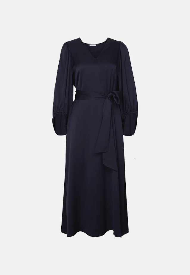 Satin blouse dress with V-neck in Dunkelblau |  Seidensticker Onlineshop