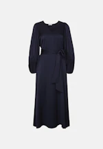 Satiniertes Blusenkleid mit V- Ausschnitt in Dunkelblau |  Seidensticker Onlineshop