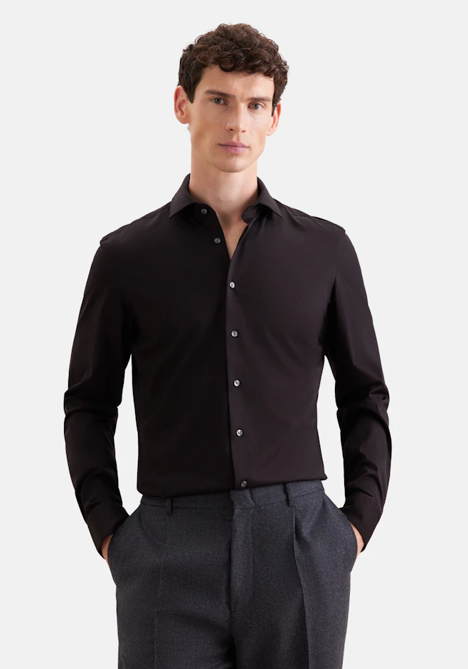 Slim Jerseyhemd Uni in Schwarz | Seidensticker Onlineshop