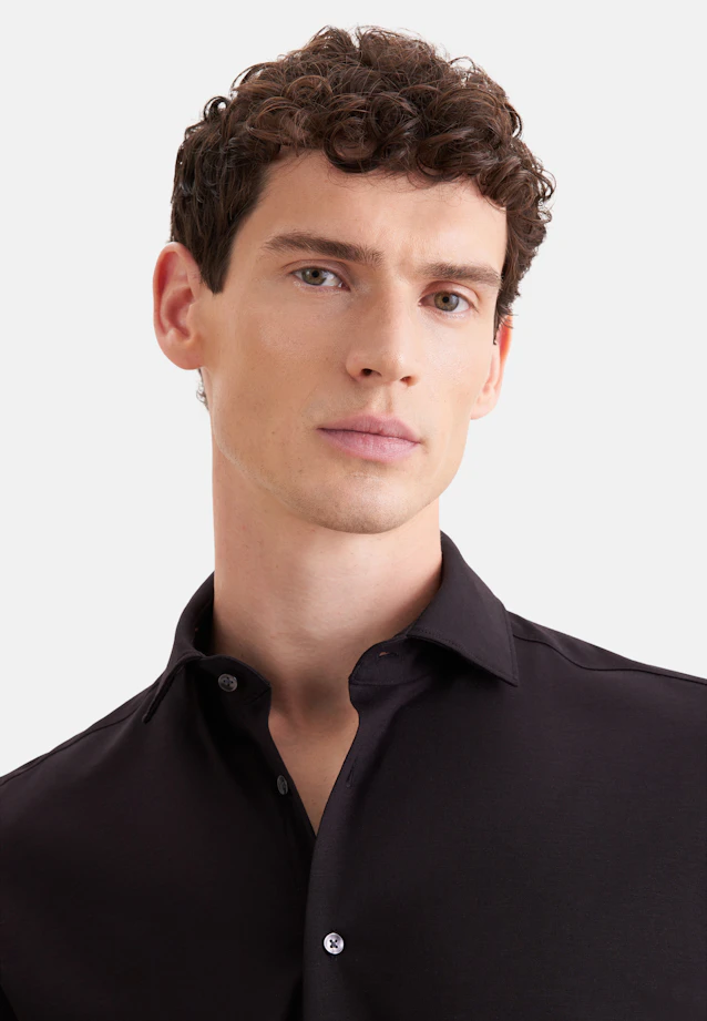Slim Jersey shirt Uni in Schwarz |  Seidensticker Onlineshop