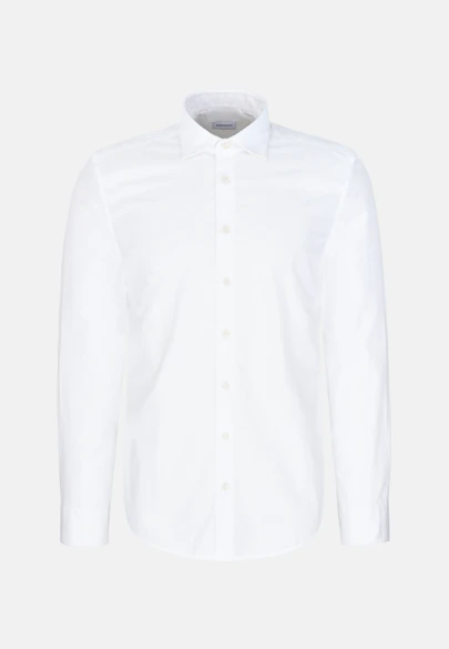 Regular Chemise décontractée Uni in Blanc |  Seidensticker Onlineshop