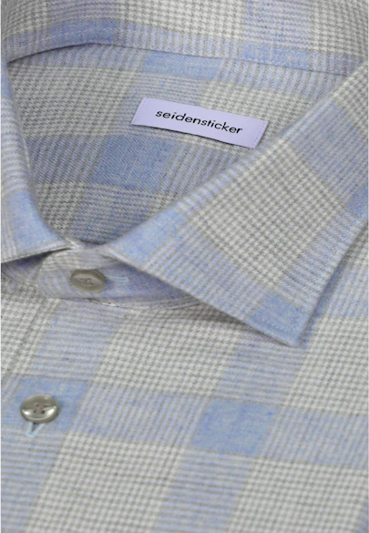Regular Flanellhemd Karo in Hellblau |  Seidensticker Onlineshop