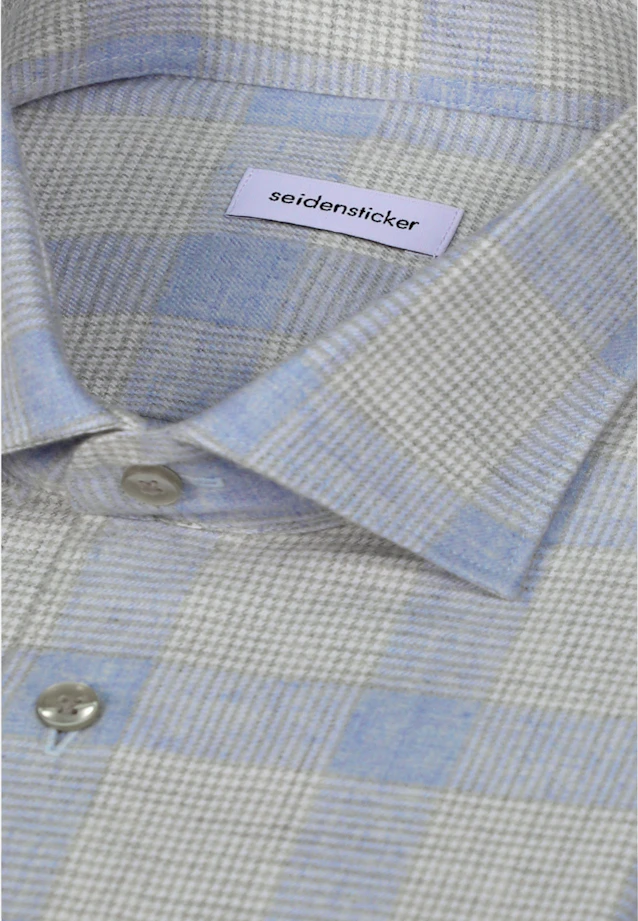 Regular Flanellhemd Karo in Hellblau |  Seidensticker Onlineshop