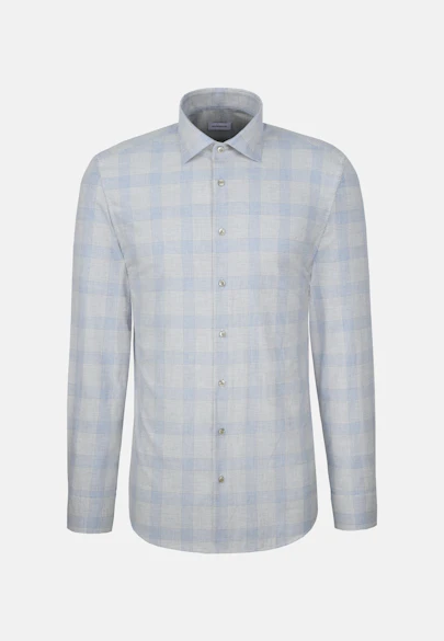 Regular Flanellhemd Karo in Hellblau |  Seidensticker Onlineshop