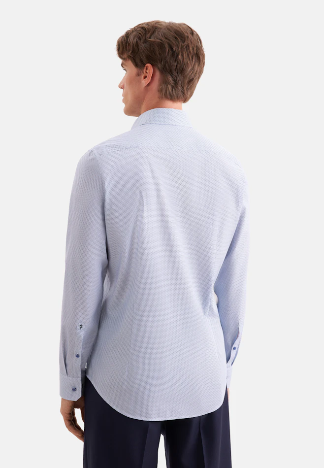 Shaped Business Hemd Druck in Mittelblau | Seidensticker Onlineshop