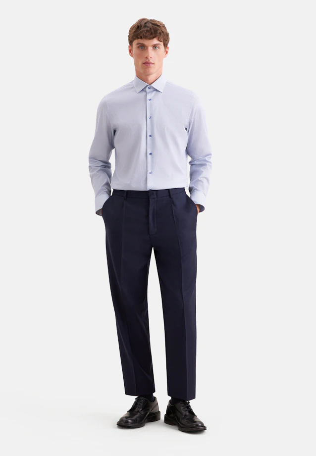 Shaped Business shirt Print in Mittelblau |  Seidensticker Onlineshop