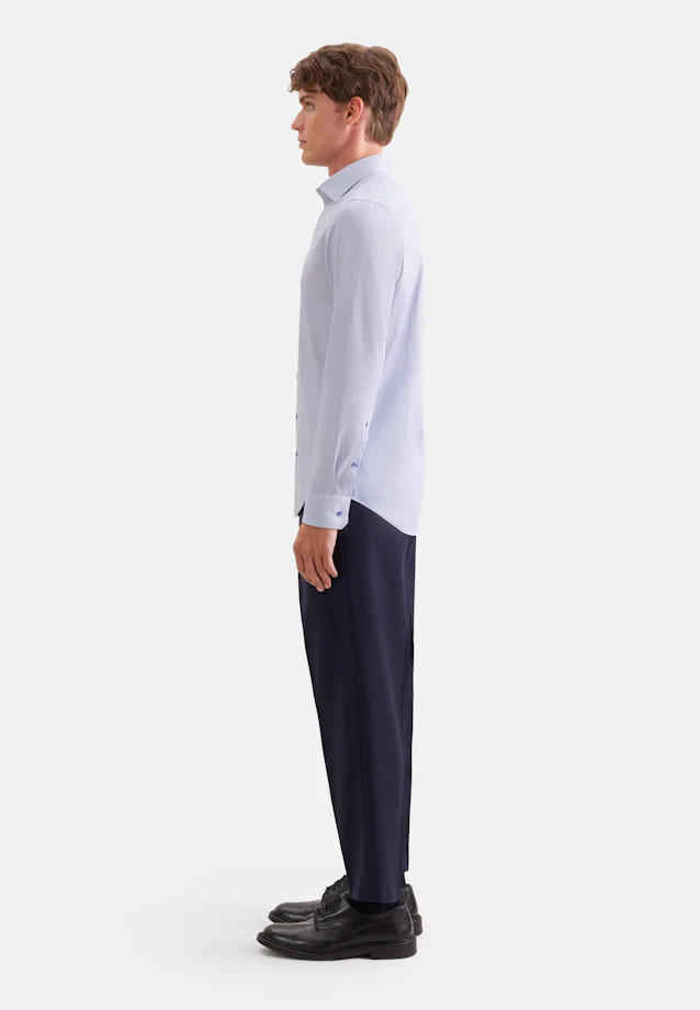 Shaped Business shirt Print in Mittelblau |  Seidensticker Onlineshop
