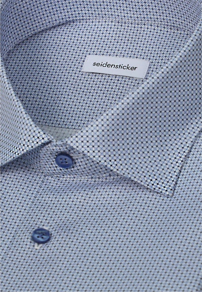 Shaped Business shirt Print in Mittelblau | Seidensticker online shop