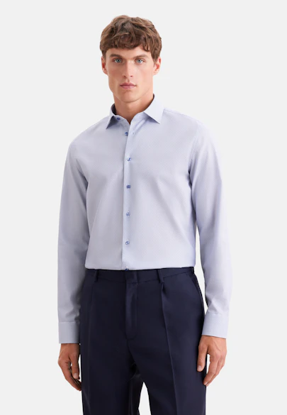 Slim Business shirt Print in Mittelblau |  Seidensticker Onlineshop