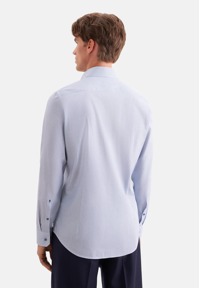 Slim Business Hemd Druck in Mittelblau | Seidensticker Onlineshop
