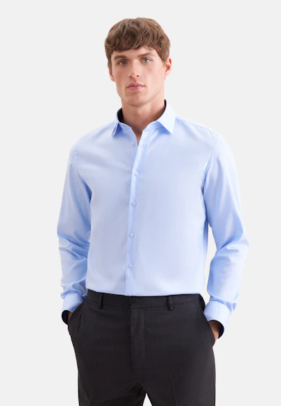 Slim Business shirt Uni in Mittelblau |  Seidensticker Onlineshop