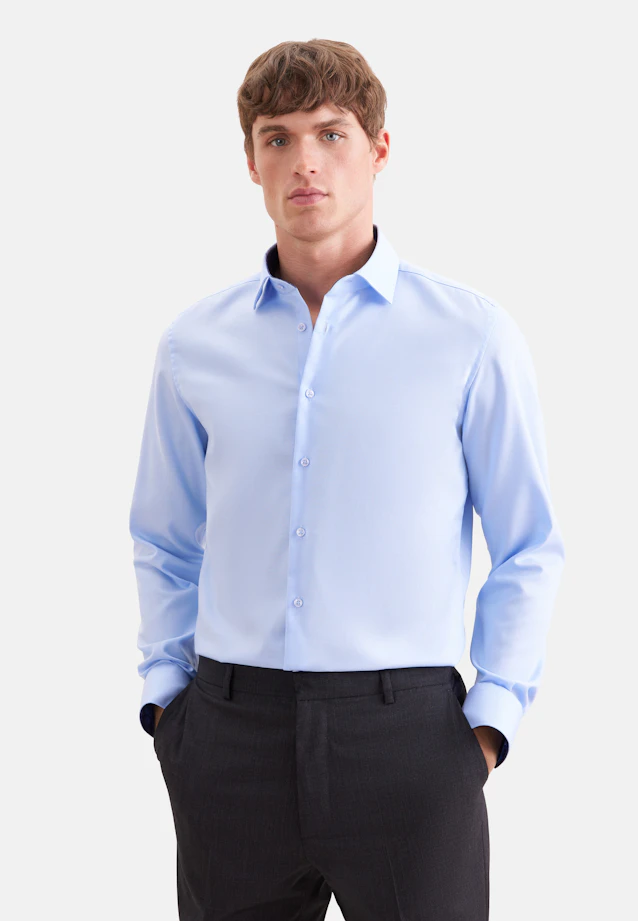 Slim Business shirt Uni in Mittelblau |  Seidensticker Onlineshop