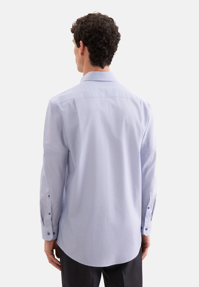 Regular Business shirt Print in Mittelblau |  Seidensticker Onlineshop