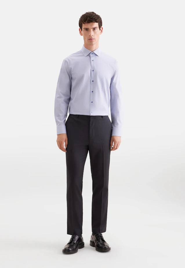 Regular Business shirt Print in Mittelblau |  Seidensticker Onlineshop