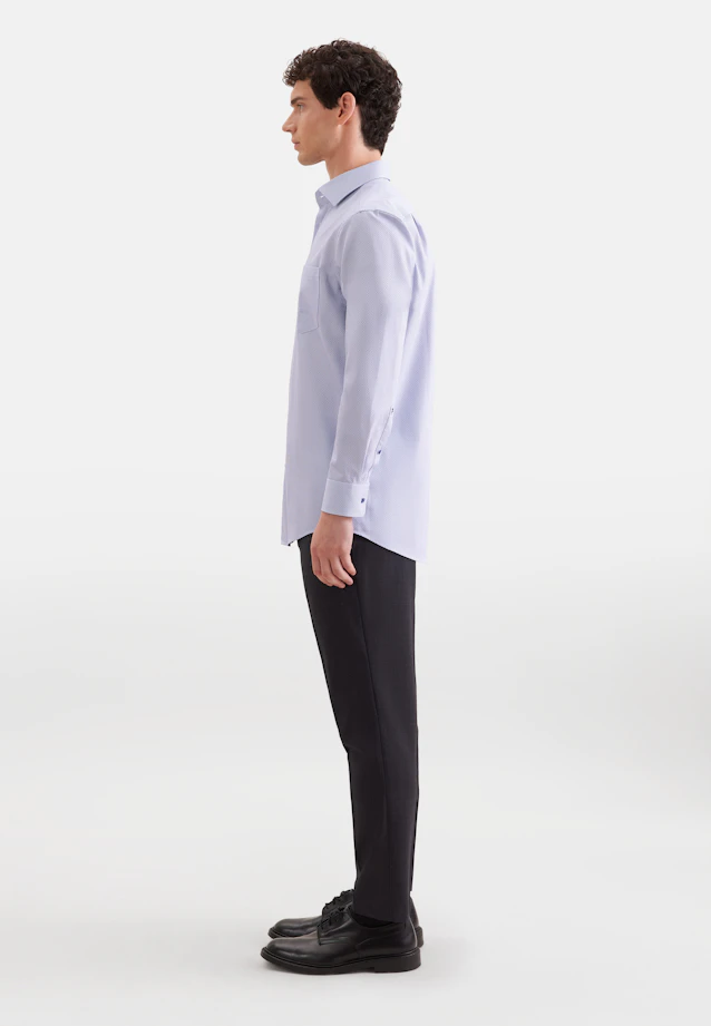 Regular Business shirt Print in Mittelblau |  Seidensticker Onlineshop