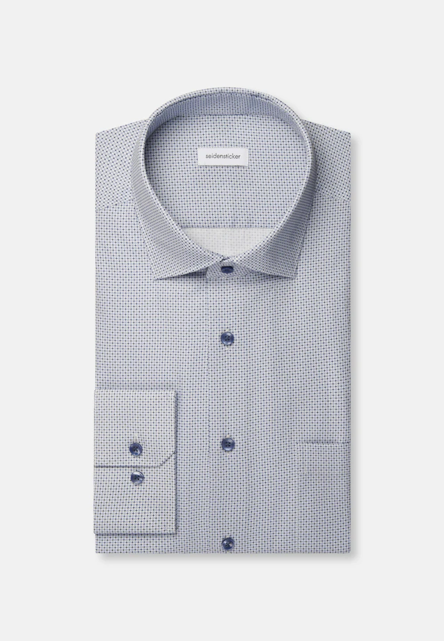Regular Business shirt Print in Mittelblau |  Seidensticker Onlineshop