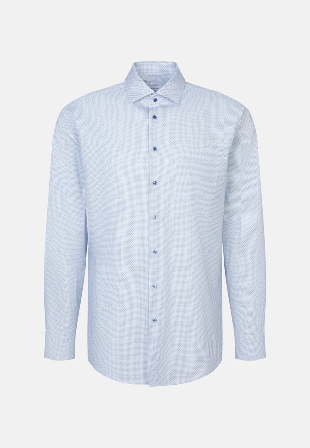 Regular Business shirt Print in Mittelblau |  Seidensticker Onlineshop