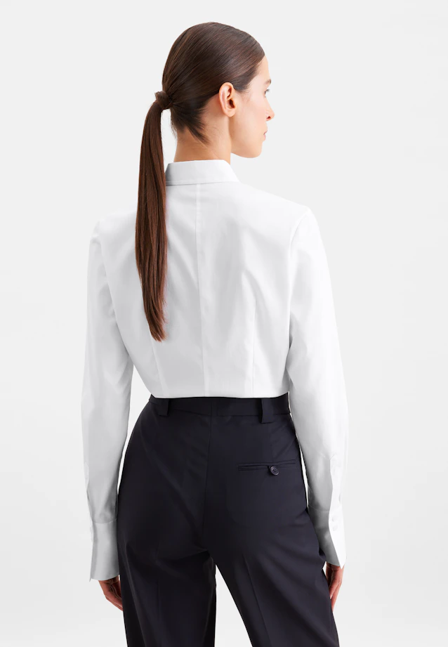 Oxford Hemdbluse slim fit mit langer Manschette in Weiß |  Seidensticker Onlineshop
