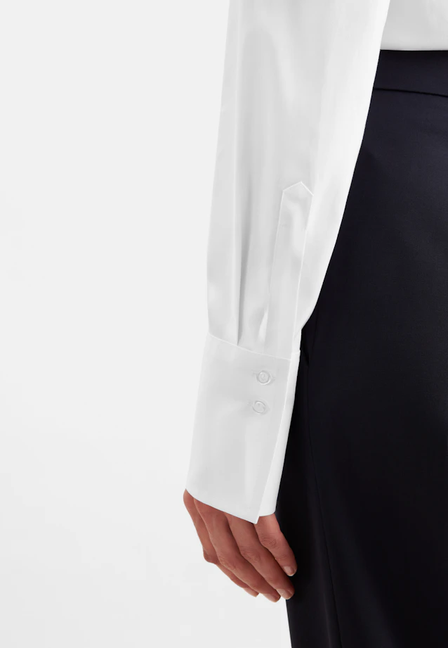 Oxford Hemdbluse slim fit mit langer Manschette in Weiß |  Seidensticker Onlineshop