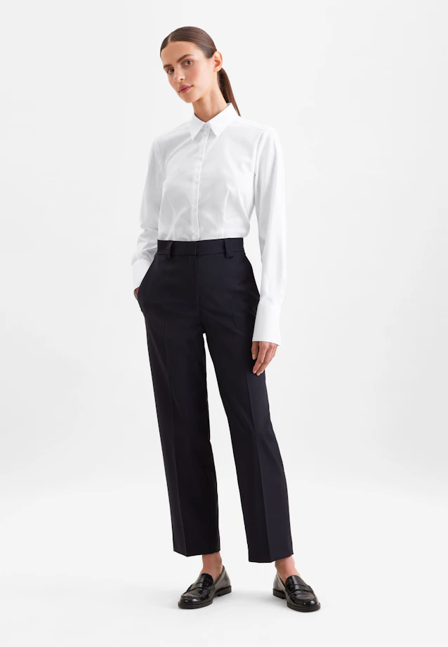 Oxford Hemdbluse slim fit mit langer Manschette in Weiß |  Seidensticker Onlineshop