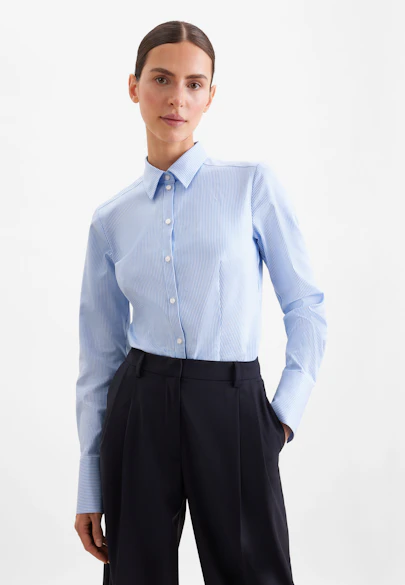 Twill Hemdbluse slim fit mit langer Manschette in Hellblau |  Seidensticker Onlineshop