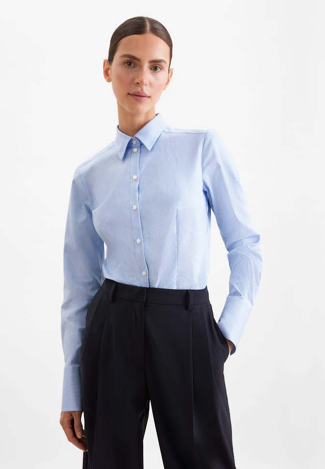 Twill Hemdbluse slim fit mit langer Manschette in Hellblau |  Seidensticker Onlineshop