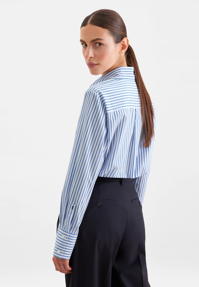 Oxford Hemdbluse A- Linie mit langer Manschette in Bleu Moyen |  Seidensticker Onlineshop