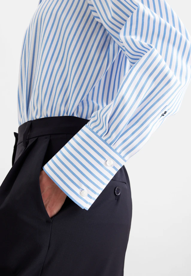 Oxford Hemdbluse A- Linie mit langer Manschette in Bleu Moyen |  Seidensticker Onlineshop