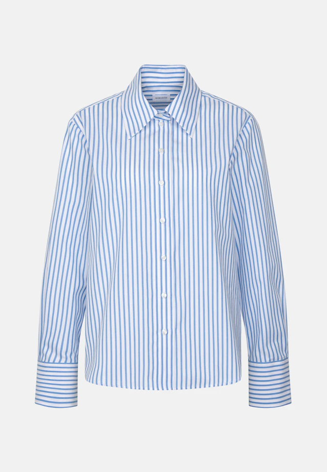 Oxford Hemdbluse A- Linie mit langer Manschette in Bleu Moyen |  Seidensticker Onlineshop