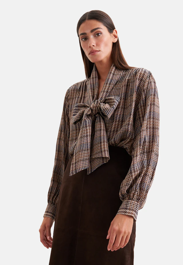 Schluppenbluse mit Volumenärmeln und hoher Manschette aus Chiffon in Marron |  Seidensticker Onlineshop