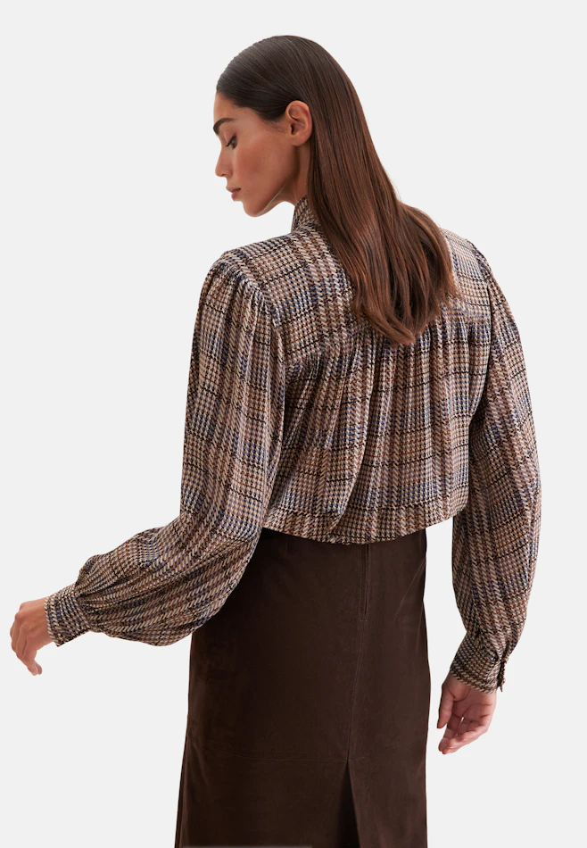 Schluppenbluse mit Volumenärmeln und hoher Manschette aus Chiffon in Braun | Seidensticker online shop