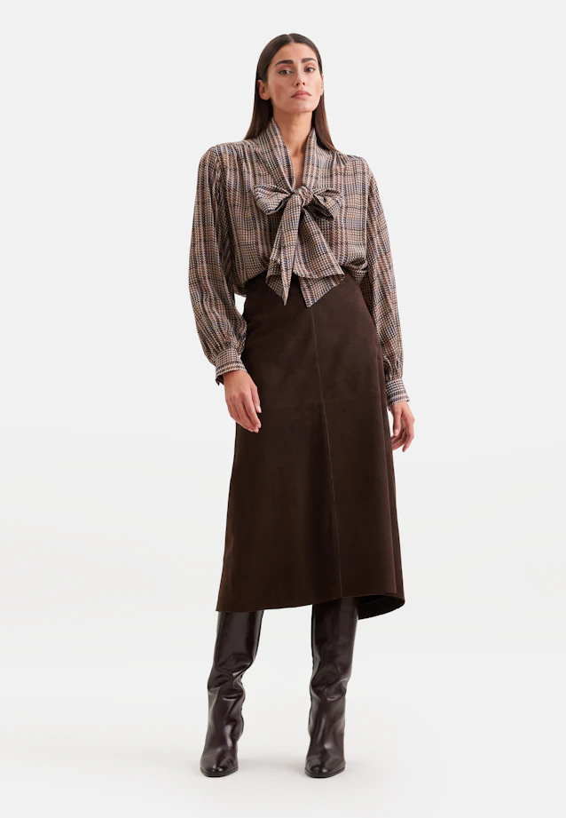 Schluppenbluse mit Volumenärmeln und hoher Manschette aus Chiffon in Marron |  Seidensticker Onlineshop