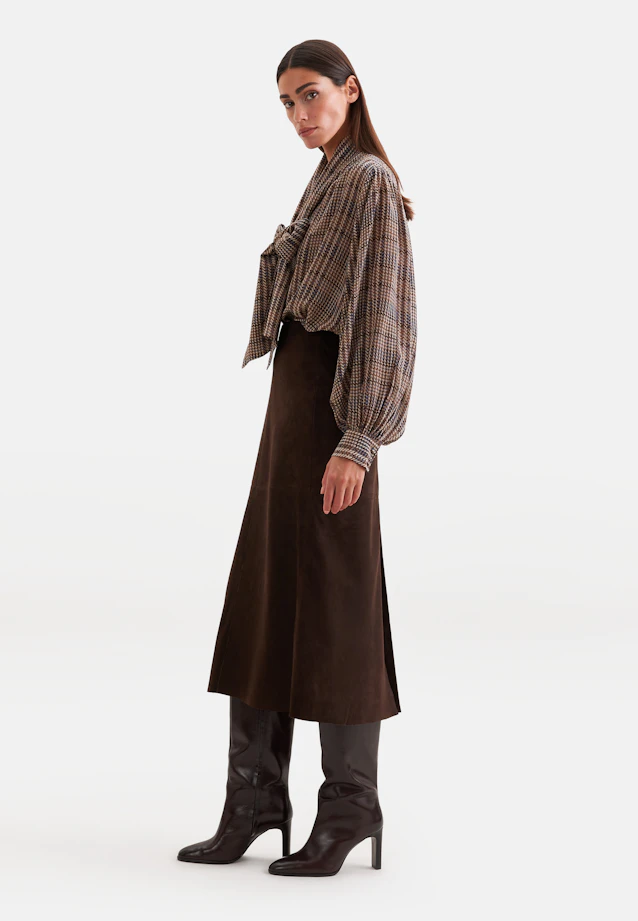 Schluppenbluse mit Volumenärmeln und hoher Manschette aus Chiffon in Marron |  Seidensticker Onlineshop