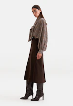 Schluppenbluse mit Volumenärmeln und hoher Manschette aus Chiffon in Marron |  Seidensticker Onlineshop