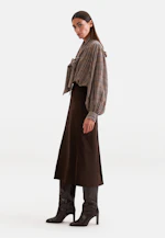 Schluppenbluse mit Volumenärmeln und hoher Manschette aus Chiffon in Braun |  Seidensticker Onlineshop
