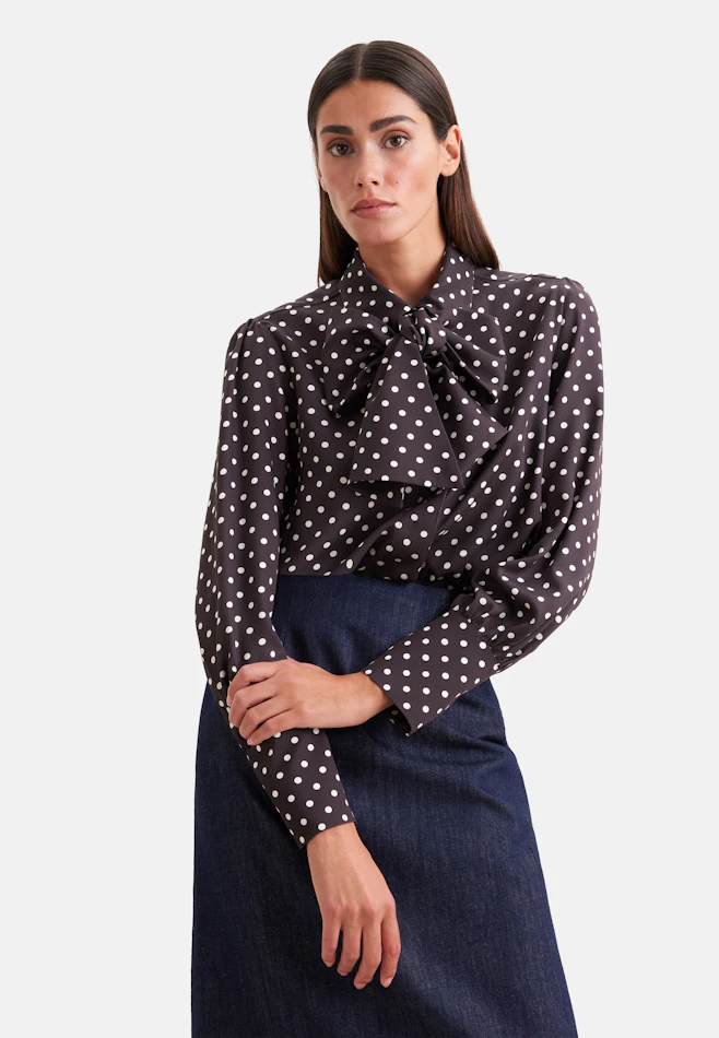 Blouse with detachable bow tie in Braun | Seidensticker online shop