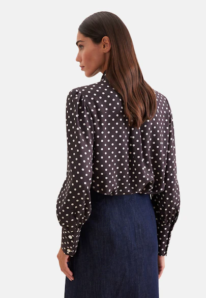 Blouse with detachable bow tie in Braun |  Seidensticker Onlineshop