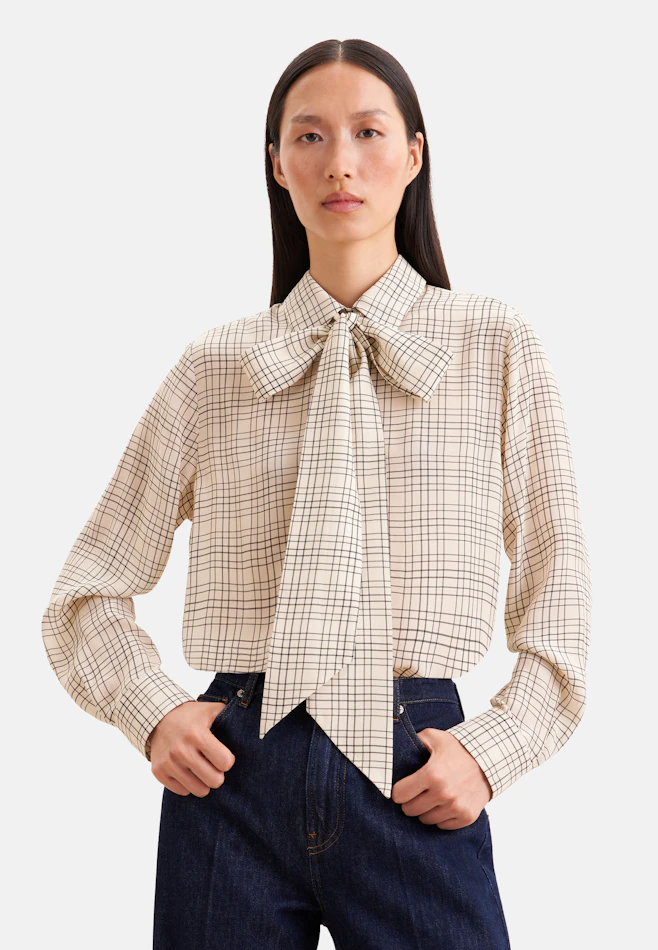 Hemdbluse mit abnehmbarer Schluppe aus Chiffon in Beige | Seidensticker online shop