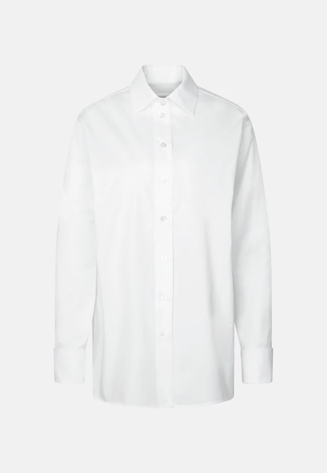 Leicht überschnittene Hemdbluse mit UMA aus Baumwoll Twill in Blanc |  Seidensticker Onlineshop