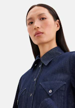 Denim Kleid mit Volumenärmeln und aufgesetzten Taschen in Bleu Foncé |  Seidensticker Onlineshop